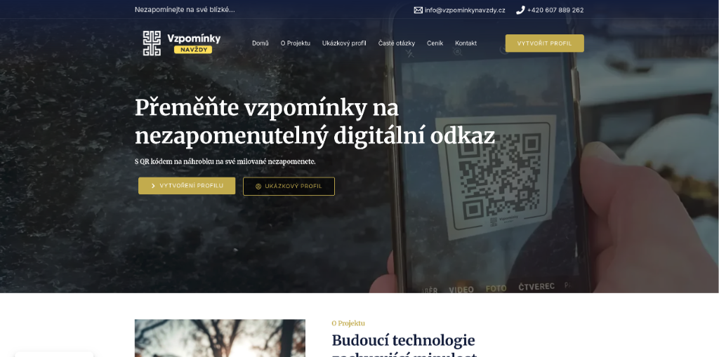 Vzpomínky Navždy – Digitální památeční profily s QR kódem